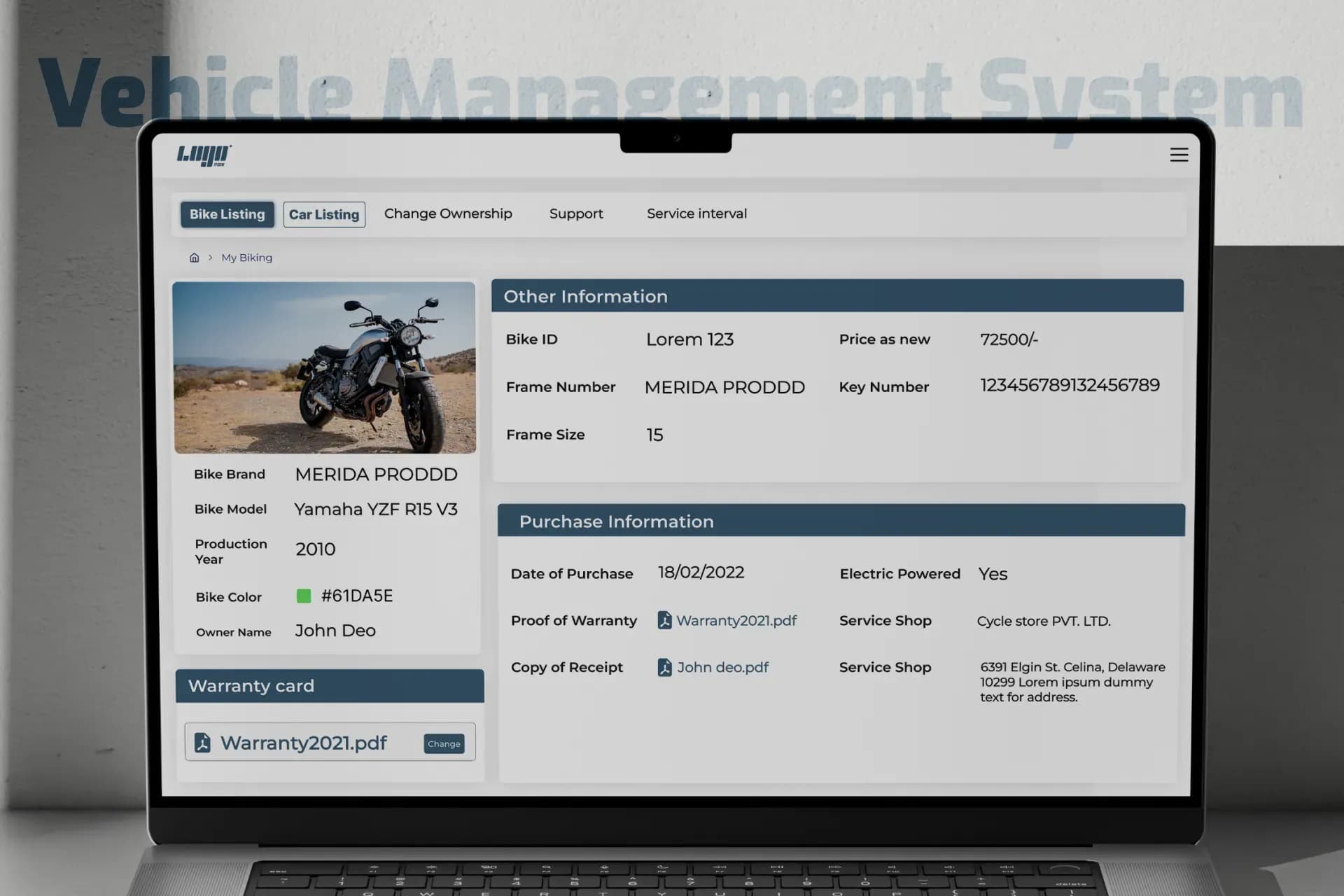 Real-Time Vehicle Management Platform : Effectively Manage Bike & Cars